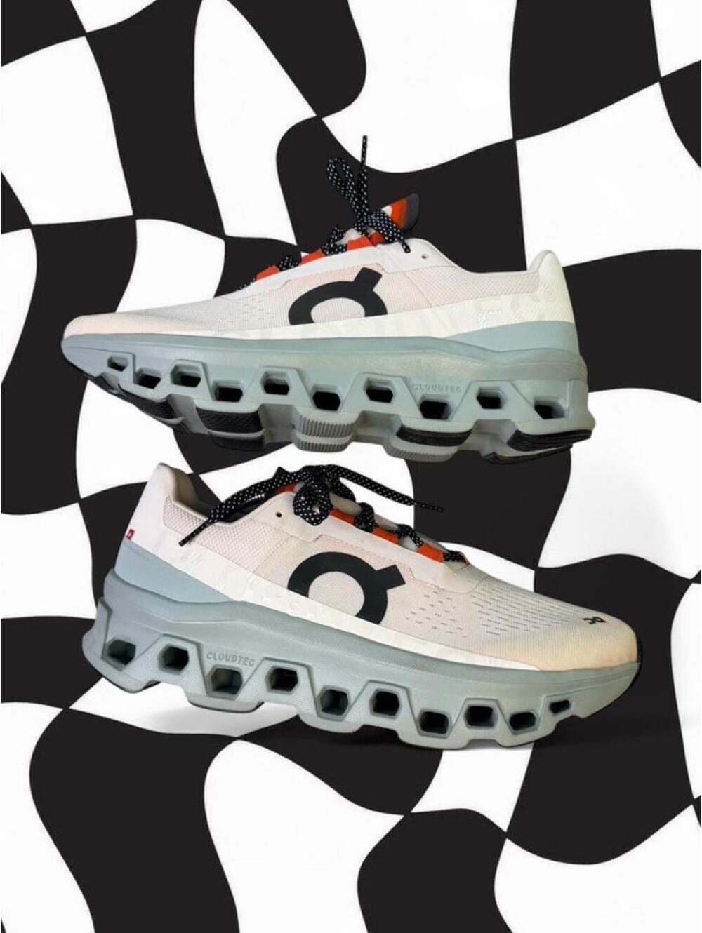 On Running Cloudmonster white sneakers